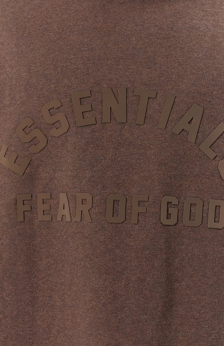 Мужская хл�опковая футболка FEAR OF GOD коричневого цвета, арт. 125SU242002F-M-353 | Фото 5 (Материал сплава: Проставлено; Рукава: 3/4; Длина (для топов): Удлиненные; Драгоценные камни: Проставлено; Принт: Без принта; Стили: Кэжуэл; Материал внешний: Хлопок)