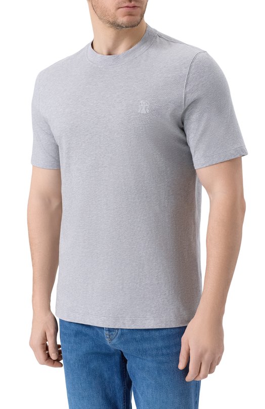 Хлопковая футболка Brunello Cucinelli M0B138440 Серый  M0B138440 Фото 3