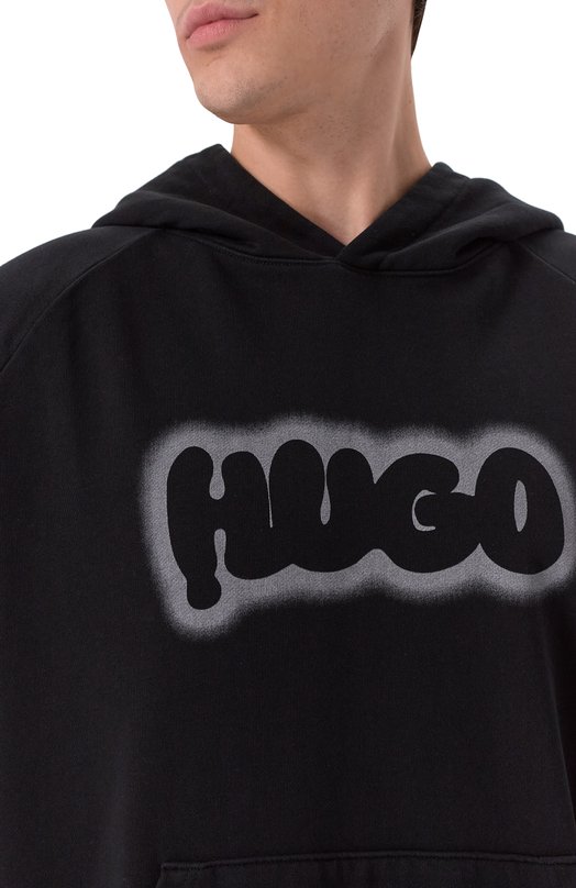 Хлопковое худи HUGO Blue 50549579 Чёрный  50549579 Фото 5
