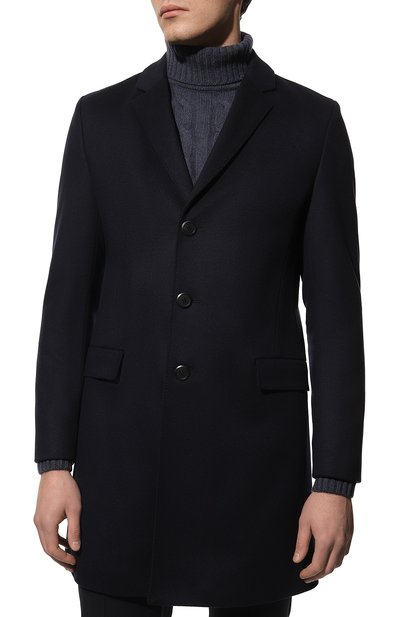 Пальто из шерсти и кашемира HUGO темно-синего цвета по цене 45620 руб., арт. 50476672, фото 3 Пальто из шерсти и кашемира HUGO, арт. 50476672, фото 3