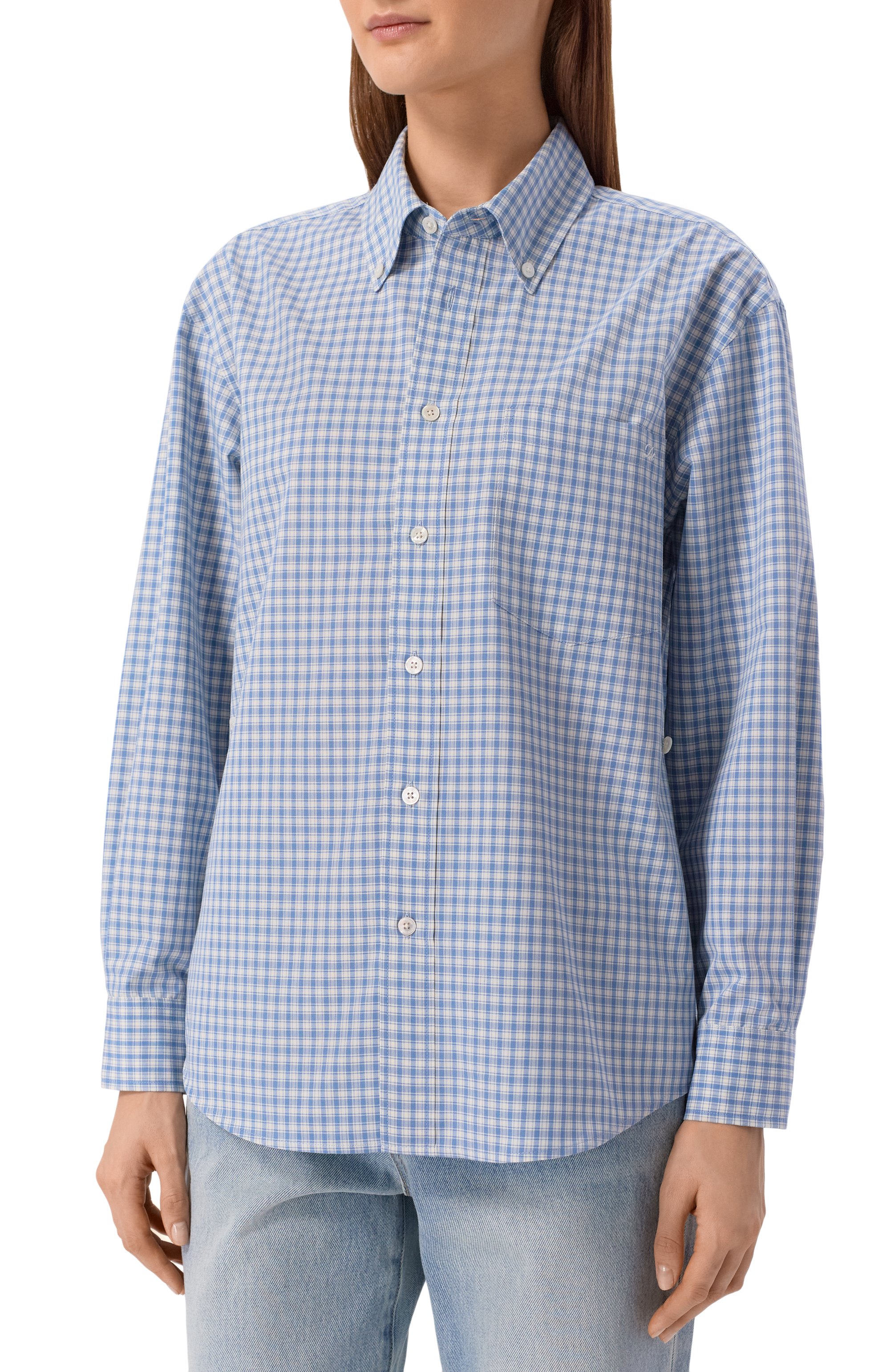 Хлопковая рубашка DUNST голубого цвета по цене 14650 руб., арт. UDSH6A115B1, фото 3 Хлопковая рубашка DUNST, арт. UDSH6A115B1, фото 3