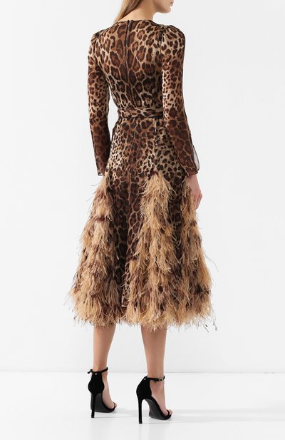 Шелковое платье DOLCE & GABBANA леопардового цвета по цене 995000 руб., арт. F6C1DZ/FS1AR, фото 4 Шелковое платье DOLCE & GABBANA, арт. F6C1DZ/FS1AR, фото 4