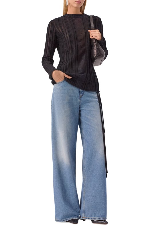 Пуловер из хлопка и кашемира Ann Demeulemeester B0013192/KN068 Чёрный  B0013192/KN068 Фото 2