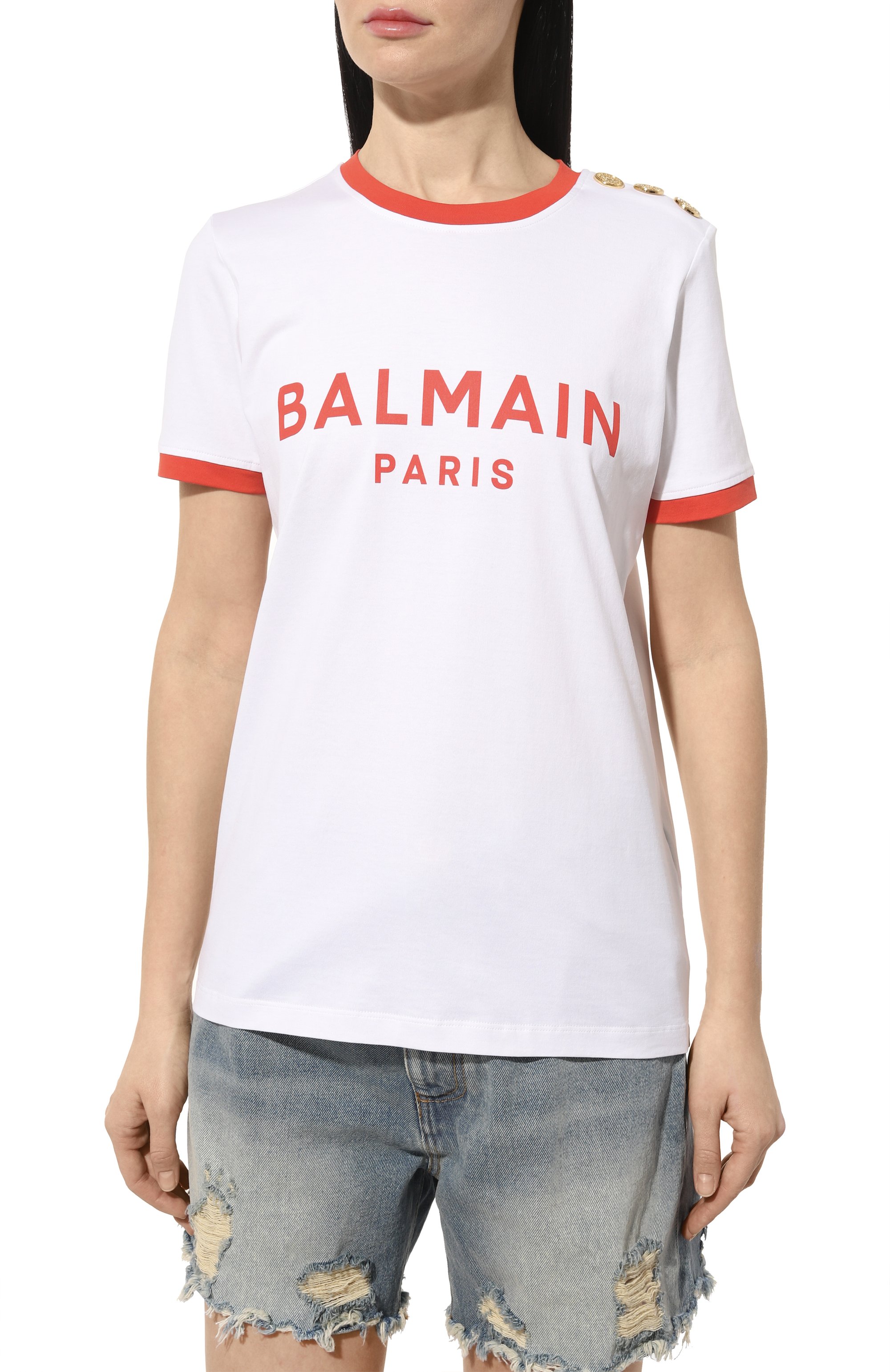 Хлопковая футболка BALMAIN, арт. CF1EF006/BB02, фото 3