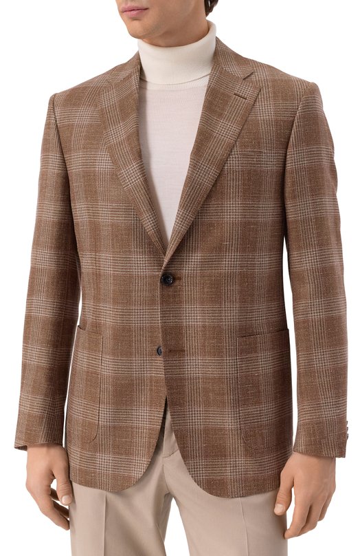 Пиджак из шерсти и шелка Corneliani 256018-2516208 Коричневый  256018-2516208 Фото 4