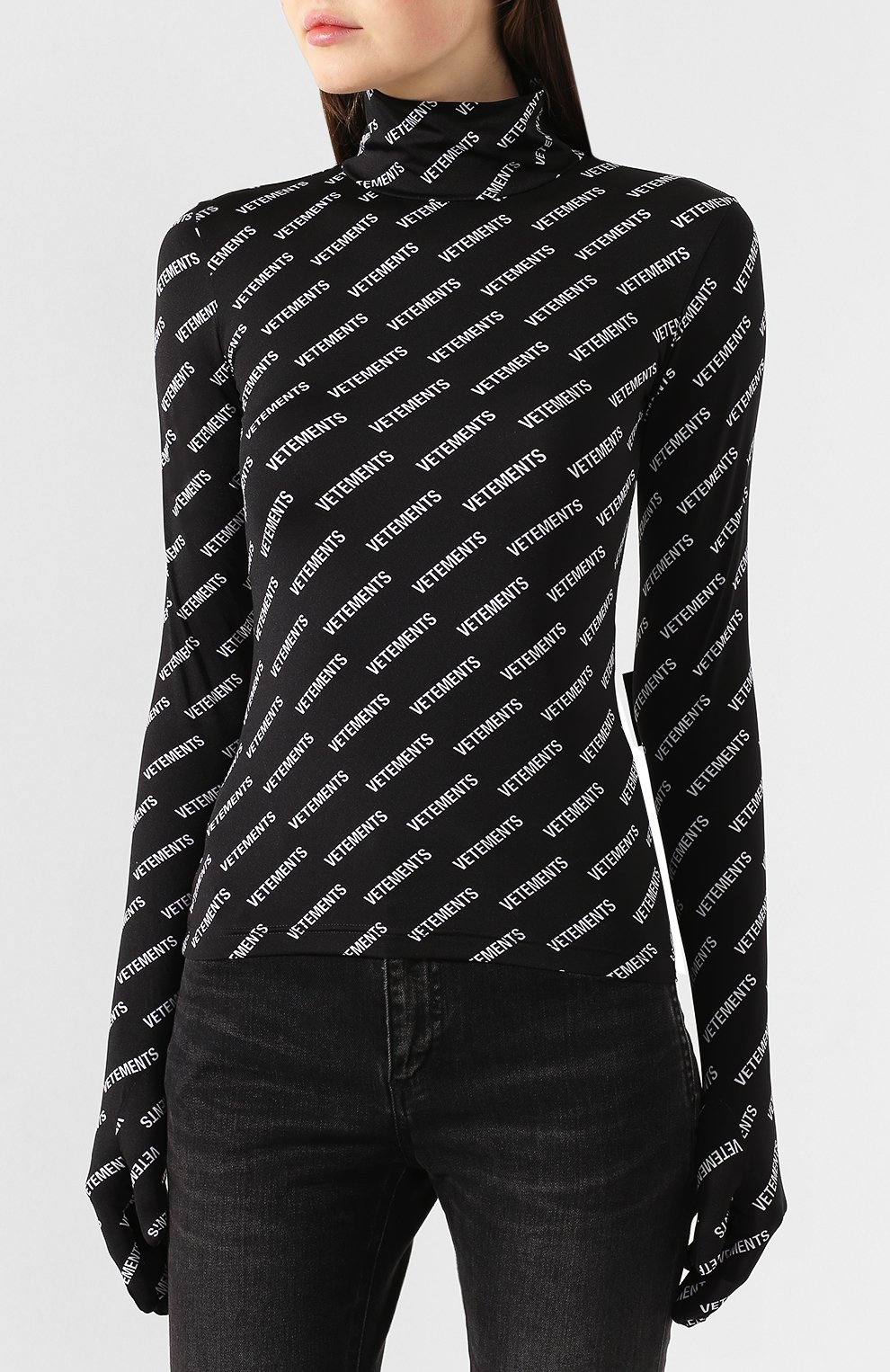 Водолазка с логотипом бренда VETEMENTS, арт. SS20T0002 2613/W/BLACK/WHITE, фото 3