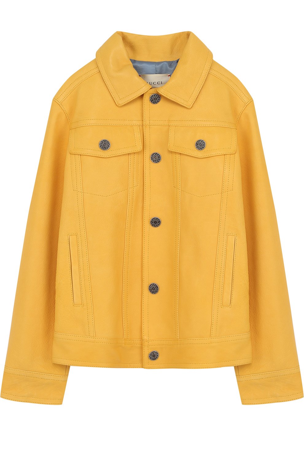 Кожаная куртка с принтом и отложным воротником GUCCI, арт. 502058/XG588, фото 1