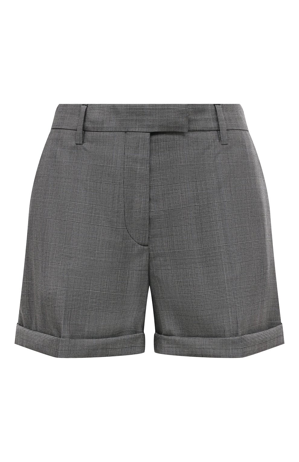 Шерстяные шорты PRADA серого цвета по цене 130000 руб., арт. P290EU-1RYO-F0480-221, фото 1 Шерстяные шорты PRADA, арт. P290EU-1RYO-F0480-221, фото 1