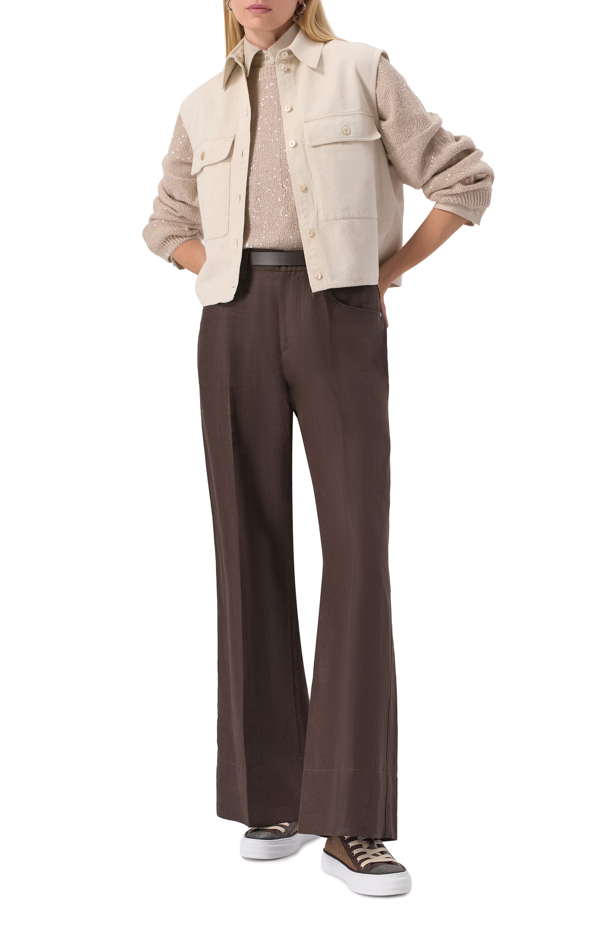 Пуловер с отделкой пайетками BRUNELLO CUCINELLI, арт. MDJ547620, фото 2