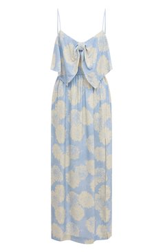 Женское платье из вискозы MIU MIU голубого цвета, арт. MF4048-1YD7-F0076 | Фото 1 (Материал внешний: Вискоза; Стили: Романтичный; Случай: Повседневный; Женское Кросс-КТ: Платье-одежда, Сарафаны; Длина Ж (юбки, платья, шорты): Миди; Материал сплава: Проставлено; Драгоценные камни: Проставлено; Рукава: На бретелях)