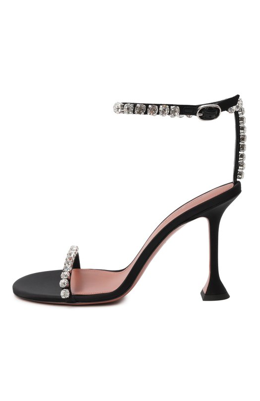 Текстильные босоножки Gigi 95 Amina Muaddi GIGI SANDAL 95/SATIN Чёрный  GIGI SANDAL 95/SATIN Фото 4