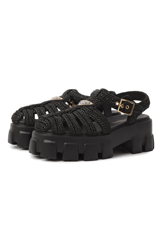 Текстильные сандалии Prada 1X138N/3L8W Чёрный 1X138N/3L8W