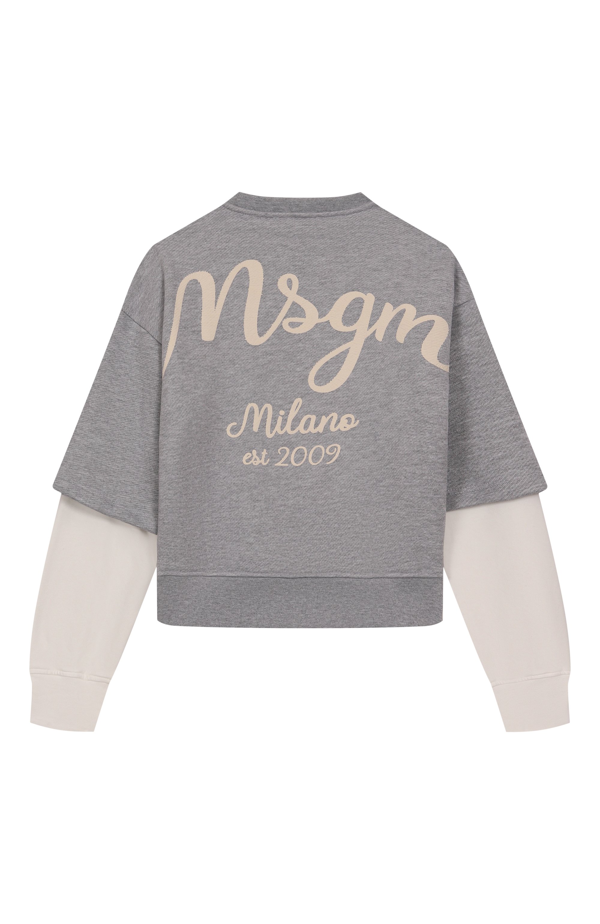 Хлопковый свитшот MSGM KIDS серого цвета по цене 14400 руб., арт. F5MSJBSW258, фото 2 Хлопковый свитшот MSGM KIDS, арт. F5MSJBSW258, фото 2