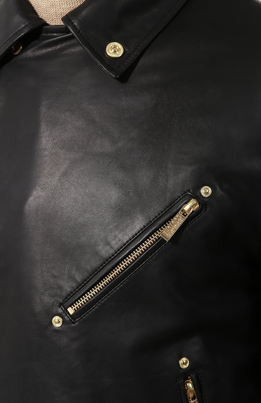 Кожаная куртка VERSACE JEANS COUTURE черного цвета по цене 67450 руб., арт. ECGUA9P0-UUPP00/40292, фото 5 Кожаная куртка VERSACE JEANS COUTURE, арт. ECGUA9P0-UUPP00/40292, фото 5