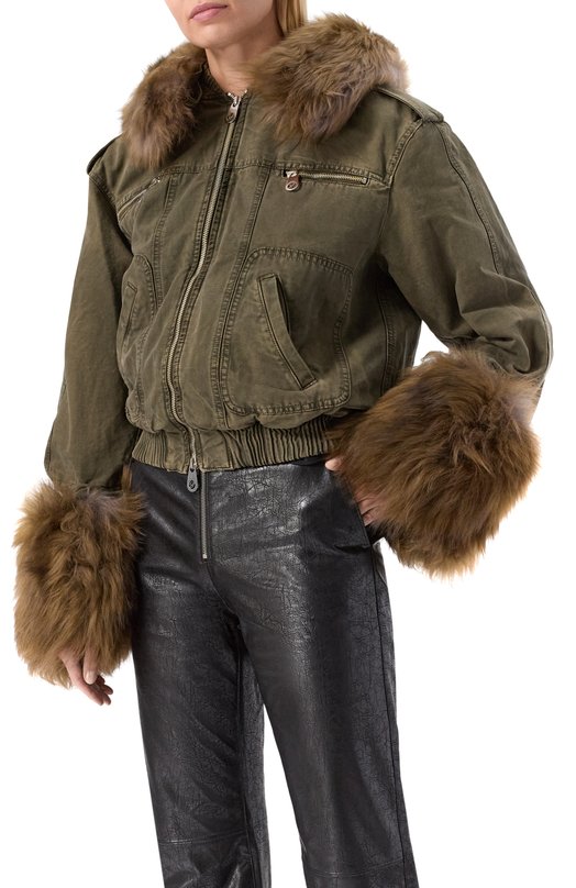 Бомбер с отделкой из овчины Blumarine 2J203W_SET Хаки  2J203W_SET Фото 3