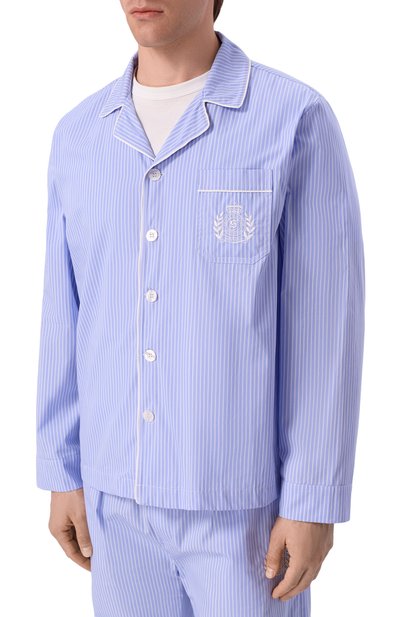 Хлопковая сорочка SPORTY AND RICH голубого цвета по цене 31450 руб., арт. SI02176243ST02/M, фото 3 Хлопковая сорочка SPORTY AND RICH, арт. SI02176243ST02/M, фото 3