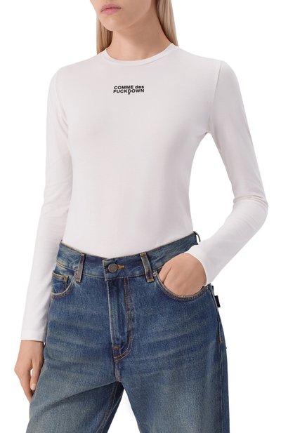 Хлопковое боди COMME DES FUCKDOWN белого цвета по цене 6725 руб., арт. CFABW01383, фото 3 Хлопковое боди COMME DES FUCKDOWN, арт. CFABW01383, фото 3