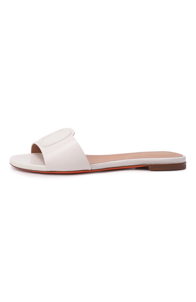 Женские кожаные шлепанцы SANTONI белого цвета, арт. WHPG71489HA1NKED | Фото 4 (Каблук высота: Низкий; Подошва: Плоская; Материал внутренний: Натуральная кожа; Материал внешний: Натуральная кожа)