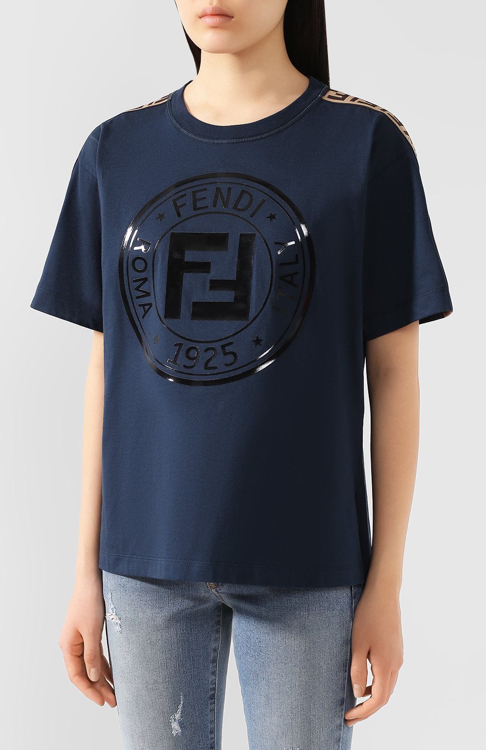 Хлопковая футболка FENDI, арт. FAF073 AB4E, фото 3