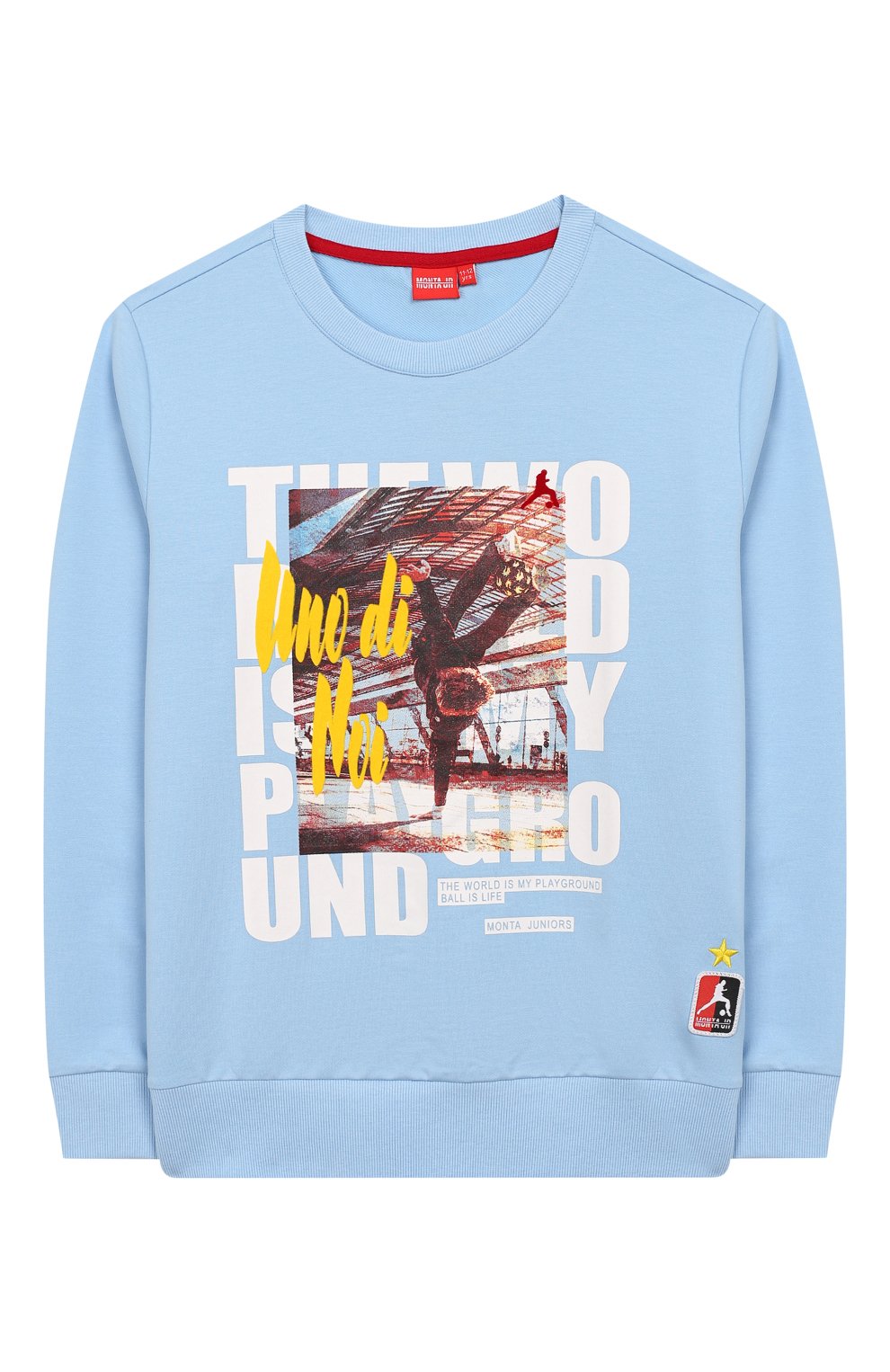 Хлопковый свитшот MONTA JR голубого цвета по цене 5995 руб., арт. CARSIAN SWEAT, фото 1 Хлопковый свитшот MONTA JR, арт. CARSIAN SWEAT, фото 1