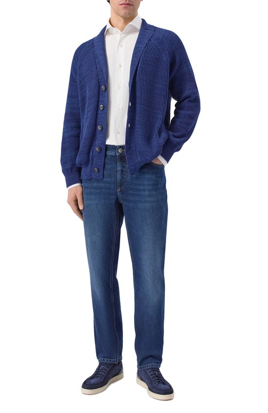 Хлопковый кардиган Canali C1182/MK02469 Синий  C1182/MK02469 Фото 2