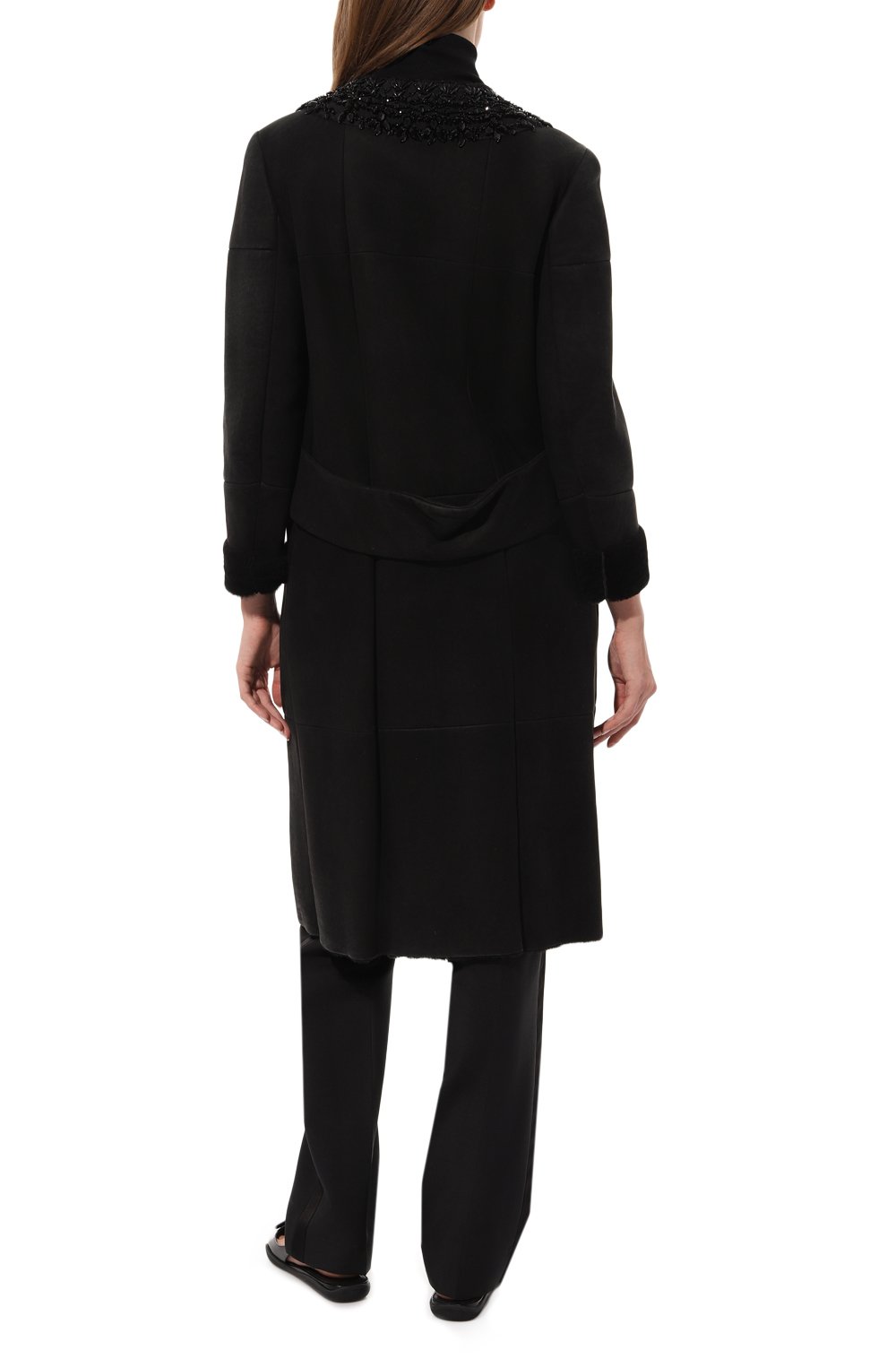 Пальто с отделкой из меха норки PRADA, арт. 56736-1MIV-F0002, фото 4