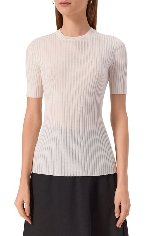Шелковый пуловер Jil Sander J04GC0103/J16137 Кремовый  J04GC0103/J16137 Фото 3