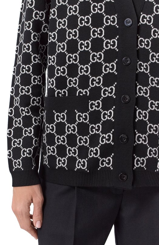 Двусторонний шерстяной кардиган Gucci 798157/XKEJP Чёрно-белый  798157/XKEJP Фото 5