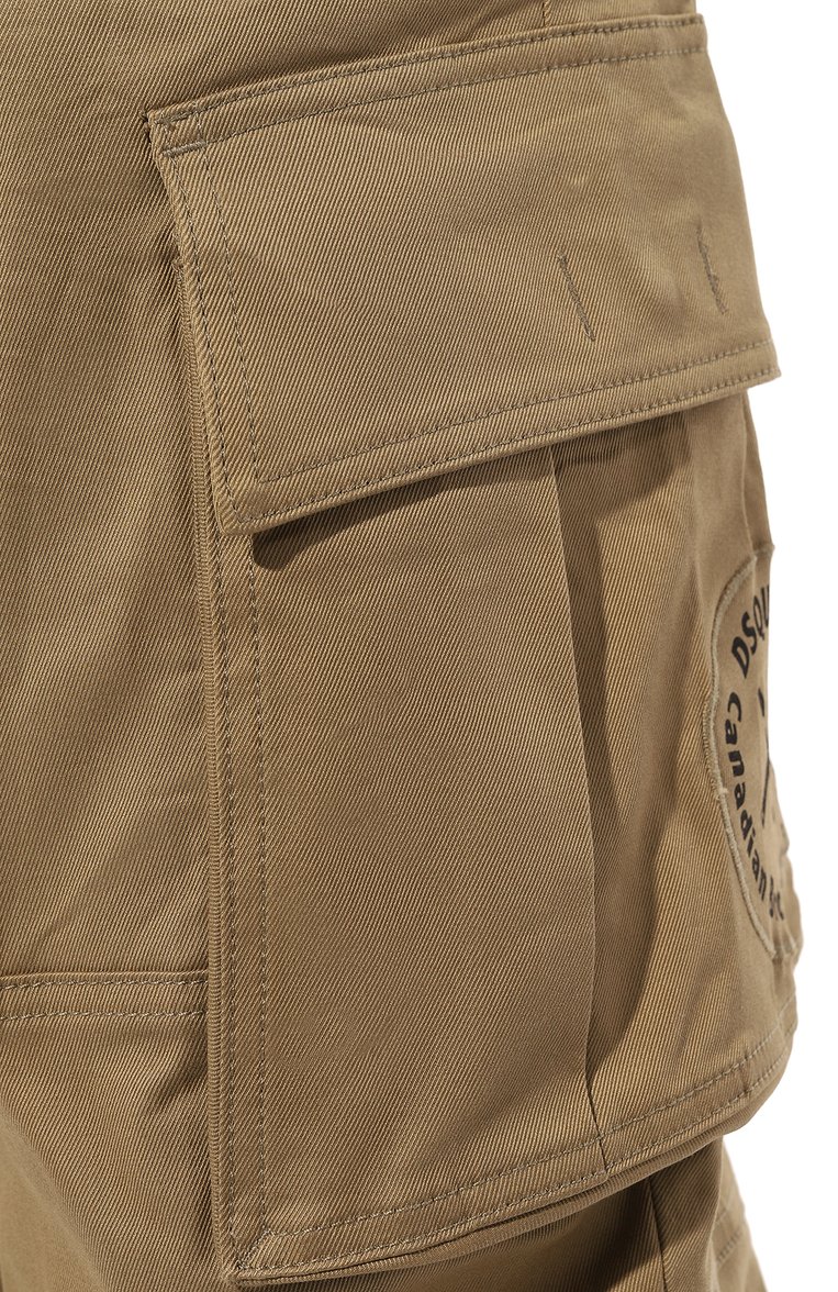 Мужские хлопковые брюки-карго DSQUARED2 бежевого цвета, арт. S74KB0793/S39021 | Фото 5 (Материал внешний: Хлопок; Длина (брюки, джинсы): Стандартные; Силуэт М (брюки): Карго; Случай: Повседневный; Стили: Кэжуэл; Автоматизация ТО: Проставлено; Автоматизация состава: Проставлено)