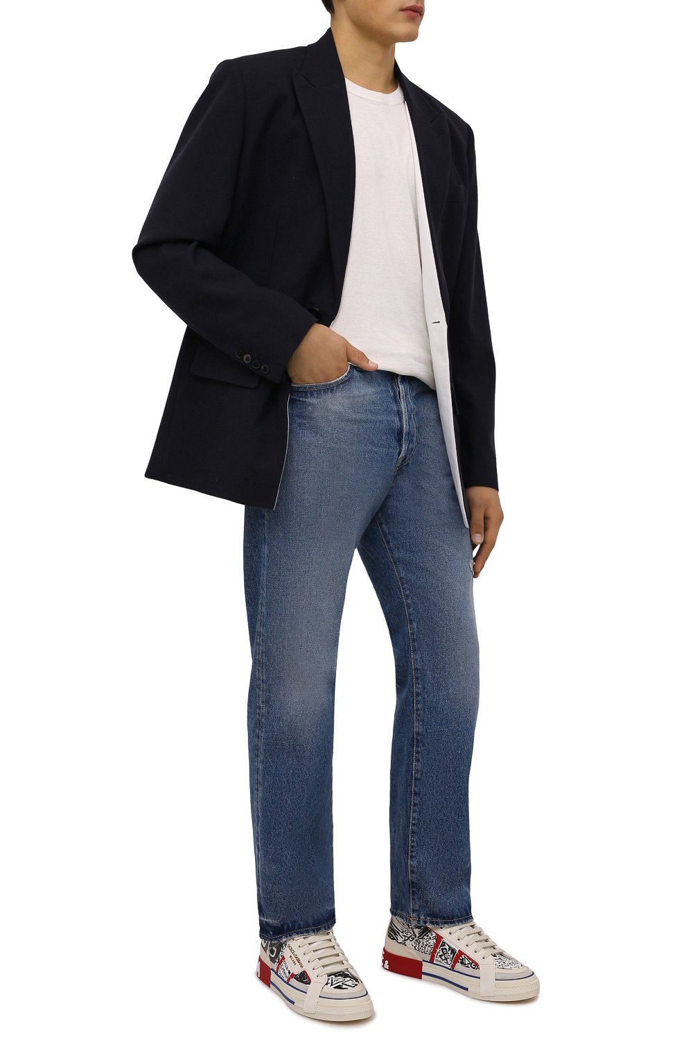 Кожаные кеды custom 2.zero DOLCE & GABBANA белого цвета по цене 112500 руб., арт. CS1870/A0806, фото 2 Кожаные кеды custom 2.zero DOLCE & GABBANA, арт. CS1870/A0806, фото 2