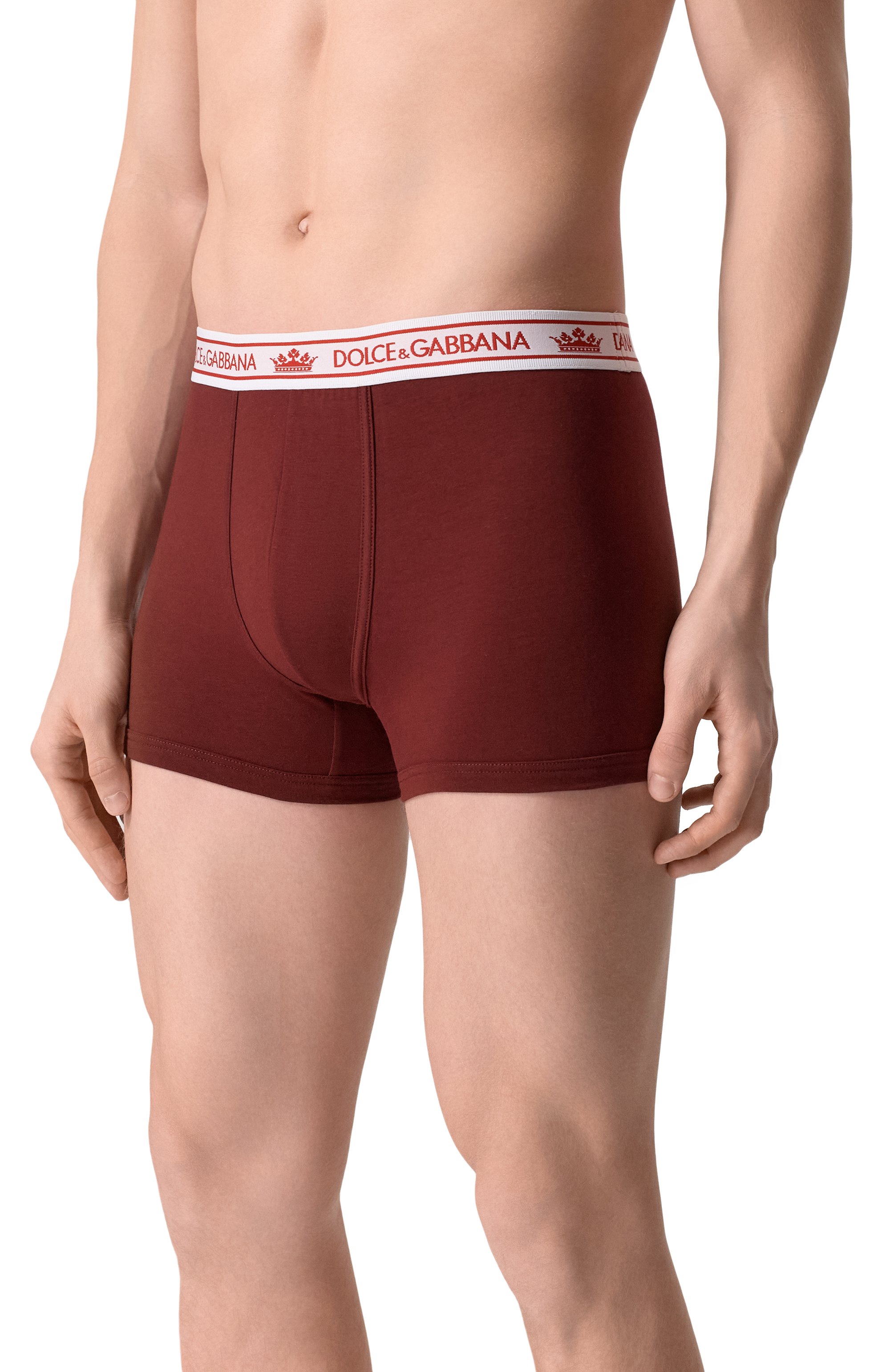 Хлопковые боксеры DOLCE & GABBANA бордового цвета по цене 8420 руб., арт. M4F47J/0N0DA, фото 2 Хлопковые боксеры DOLCE & GABBANA, арт. M4F47J/0N0DA, фото 2