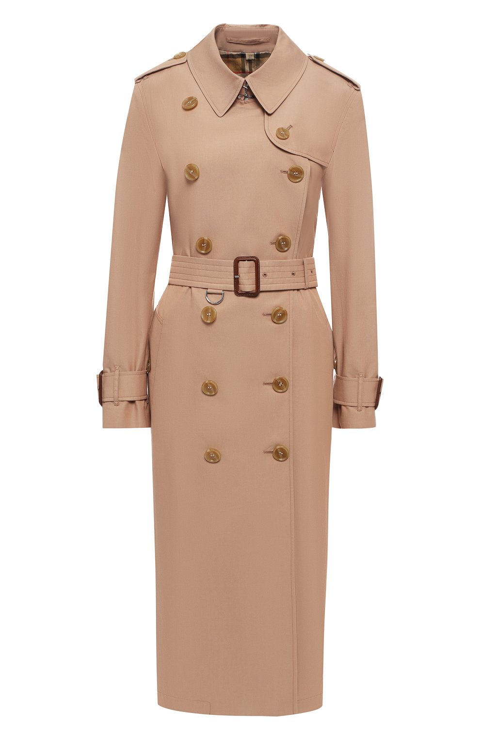 Двубортный тренч из хлопка BURBERRY розового цвета по цене 295500 руб., арт. 4075804, фото 1 Двубортный тренч из хлопка BURBERRY, арт. 4075804, фото 1