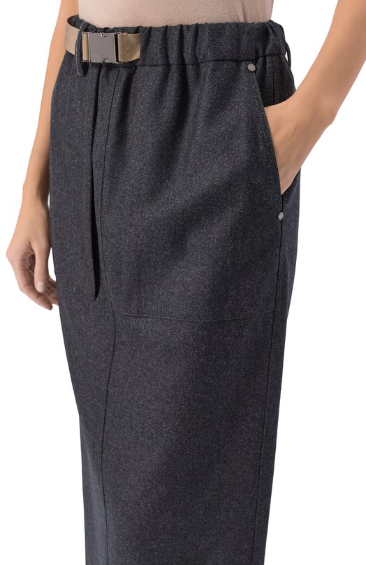 Шерстяная юбка Brunello Cucinelli M038PG3938 Серый  M038PG3938 Фото 5