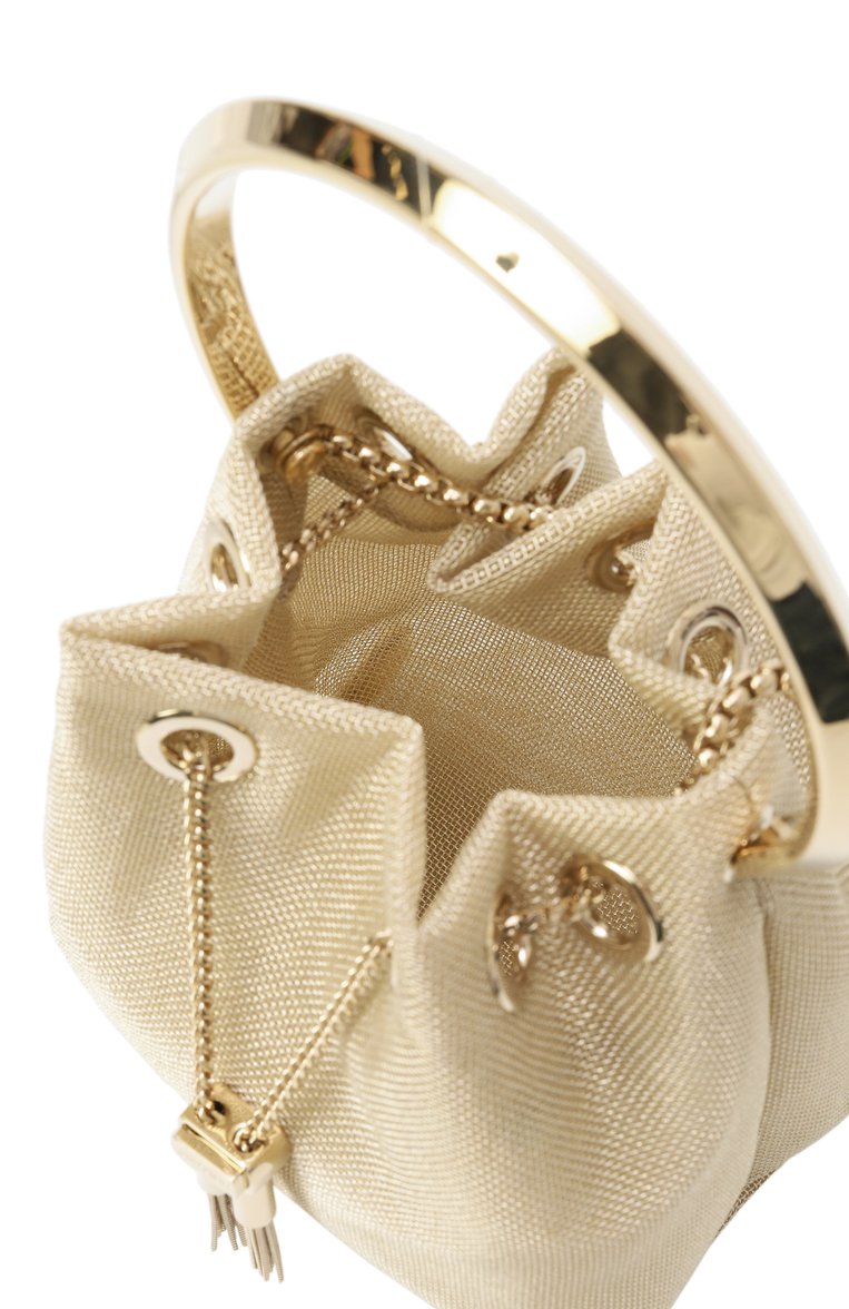 Женская сумка bon bon JIMMY CHOO золотого цвета, арт. B0N B0N/WGJ | Фото 5 (Материал: Текстиль; Размер: mini; Ремень/цепоч�ка: На ремешке; Женское Кросс-КТ: Вечерняя сумка)