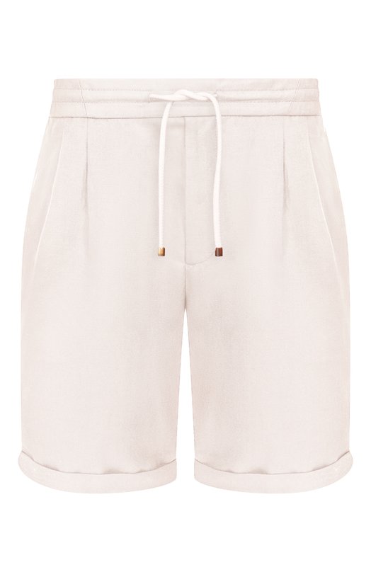 Шорты изо льна и хлопка Brunello Cucinelli MH255U0020 Кремовый MH255U0020