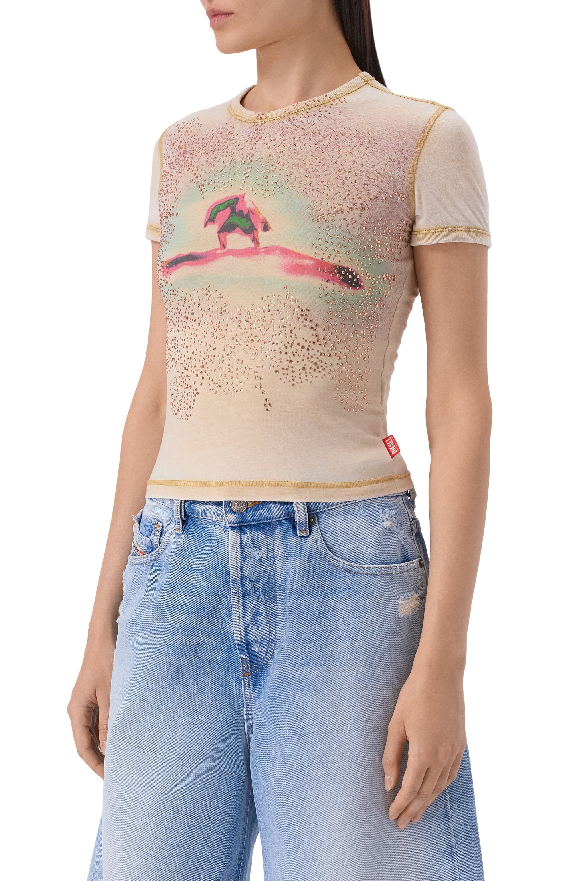 Футболка с отделкой стразами DIESEL, арт. A21826/0PLBQ, фото 3