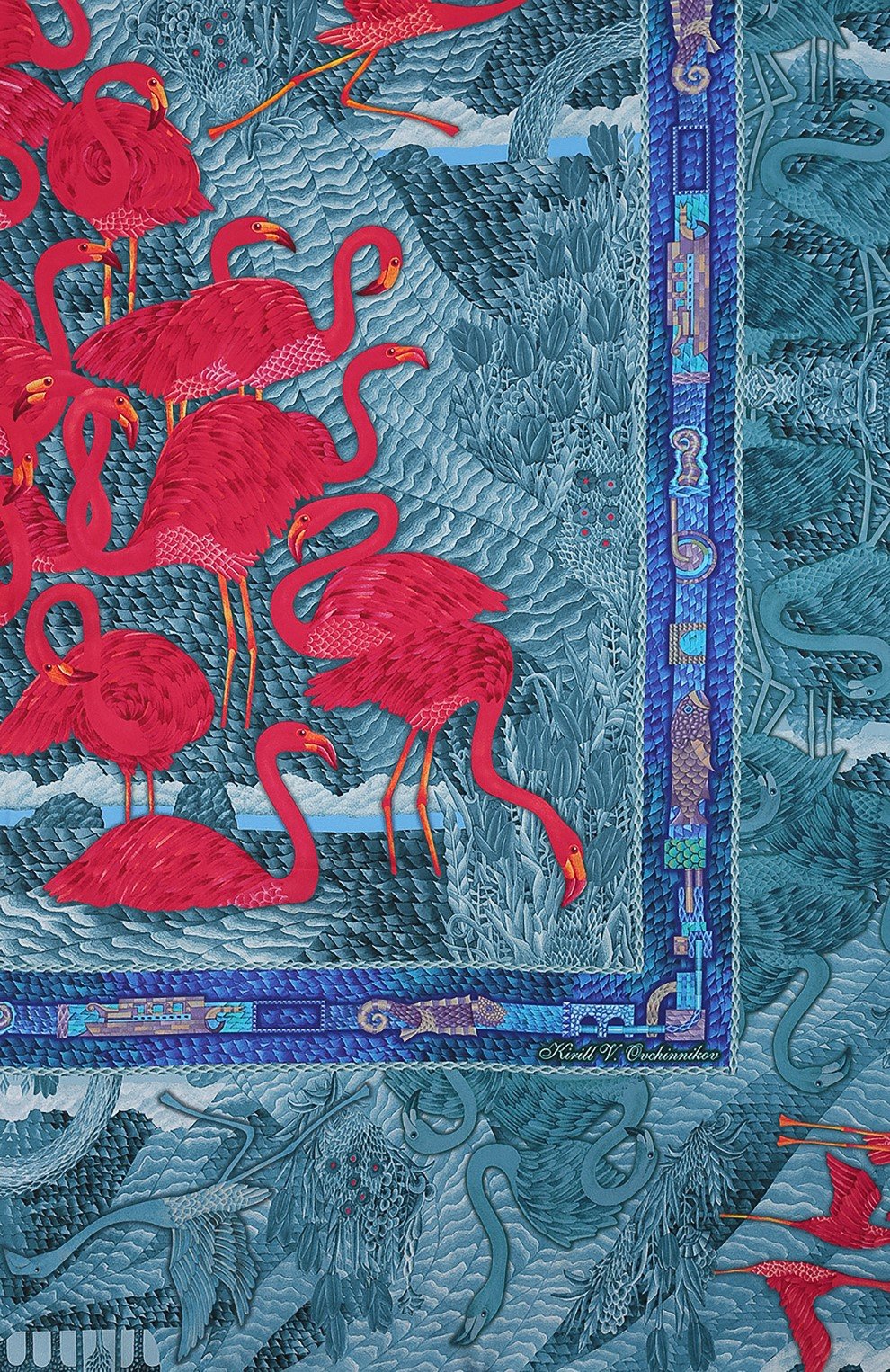 Шелковый платок flamingo ice KIRILL OVCHINNIKOV, арт. 135\Fi, фото 3