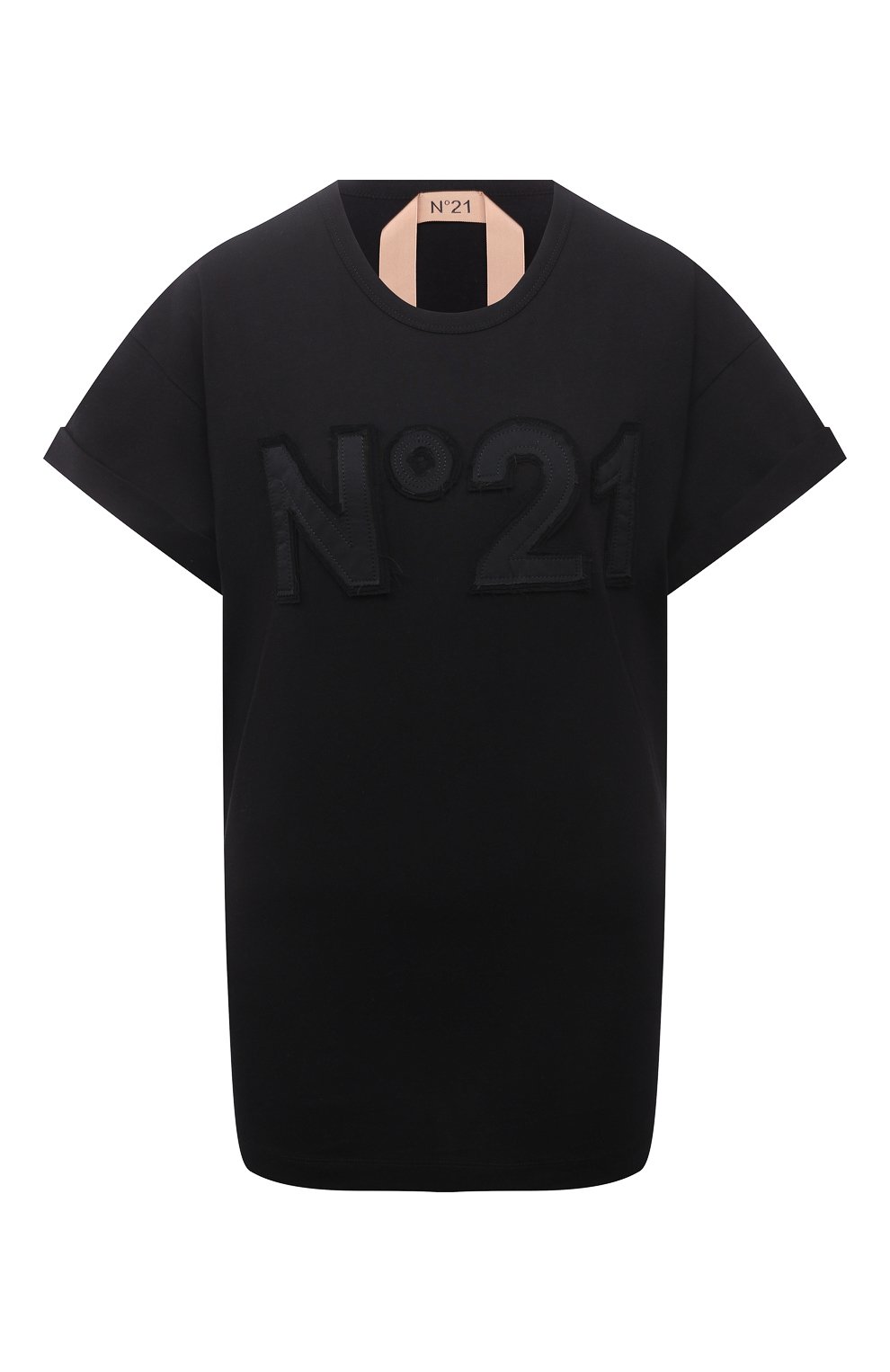 Хлопковая футболка N21 черного цвета по цене 29250 руб., арт. 21E N2M0/F061/6314, фото 1 Хлопковая футболка N21, арт. 21E N2M0/F061/6314, фото 1