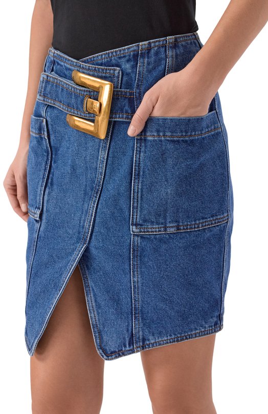 Джинсовая юбка Balmain GF1LBB28/DG08 Синий  GF1LBB28/DG08 Фото 5