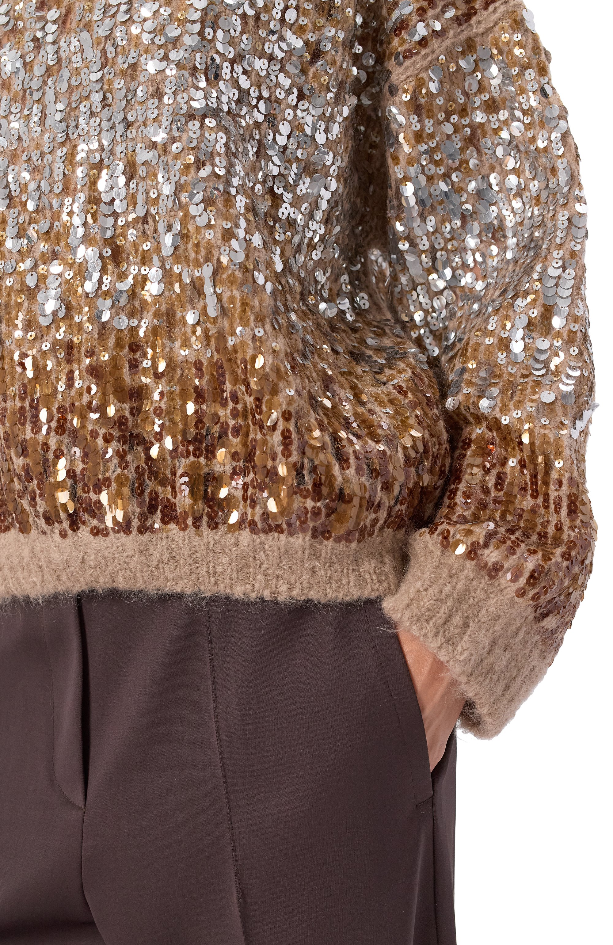 Шерстяной свитер с отделкой пайетками BRUNELLO CUCINELLI, арт. M1U375900P, фото 5