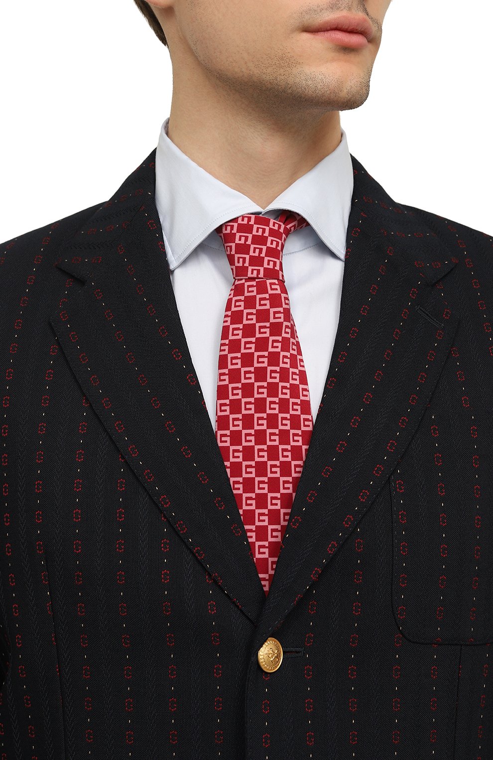 Шелковый галстук GUCCI красного цвета по цене 25920 руб., арт. 616670 4B005, фото 2 Шелковый галстук GUCCI, арт. 616670 4B005, фото 2