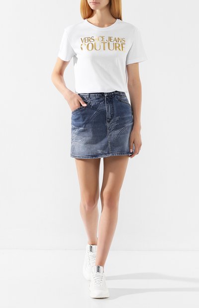 Хлопковая футболка VERSACE JEANS COUTURE, арт. B2HUA7GT-UDP613 L0G0 G0LD/36255, фото 2