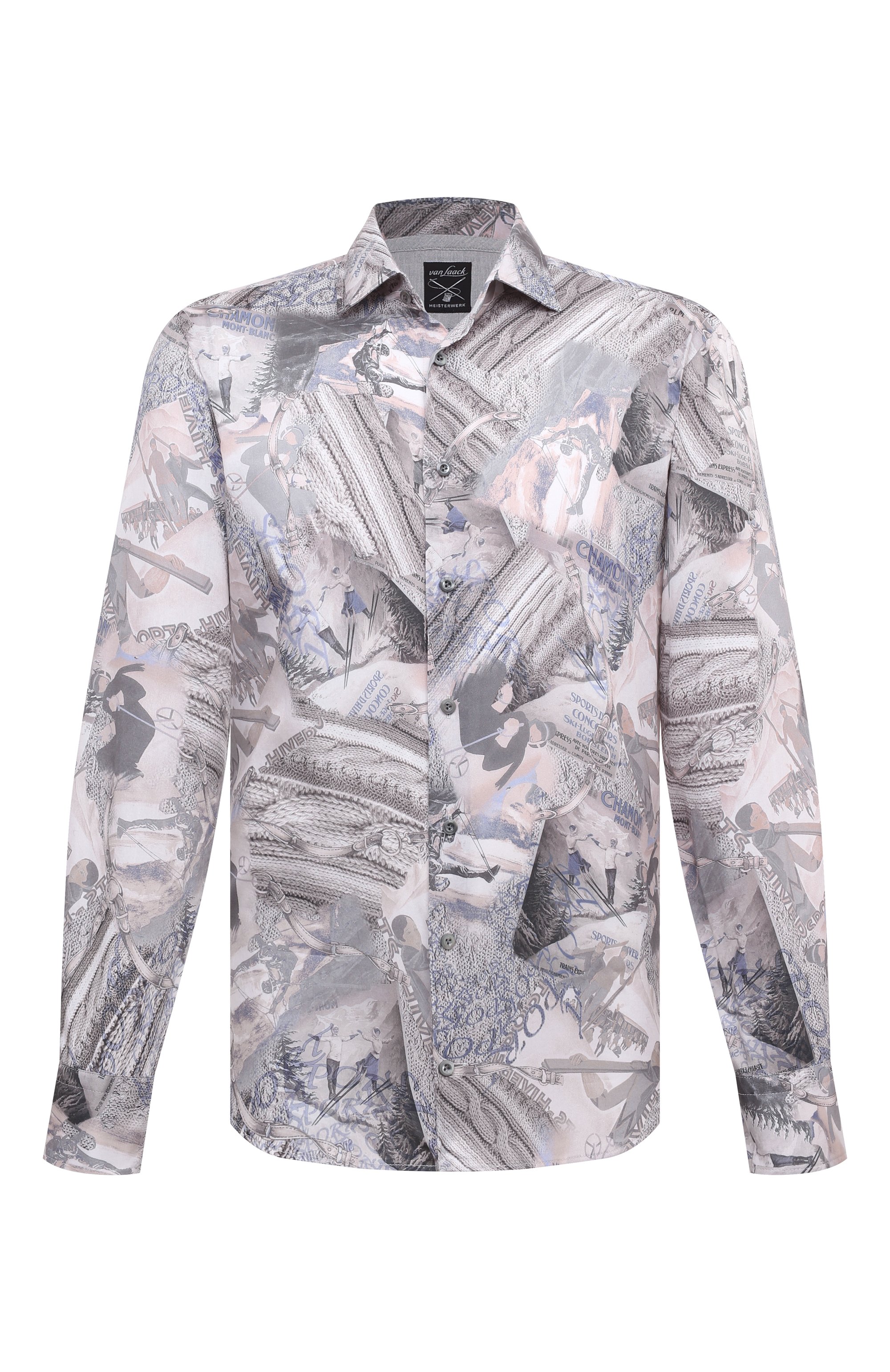 Хлопковая рубашка VAN LAACK серого цвета по цене 22750 руб., арт. RETIN-TF02K/177756, фото 1 Хлопковая рубашка VAN LAACK, арт. RETIN-TF02K/177756, фото 1