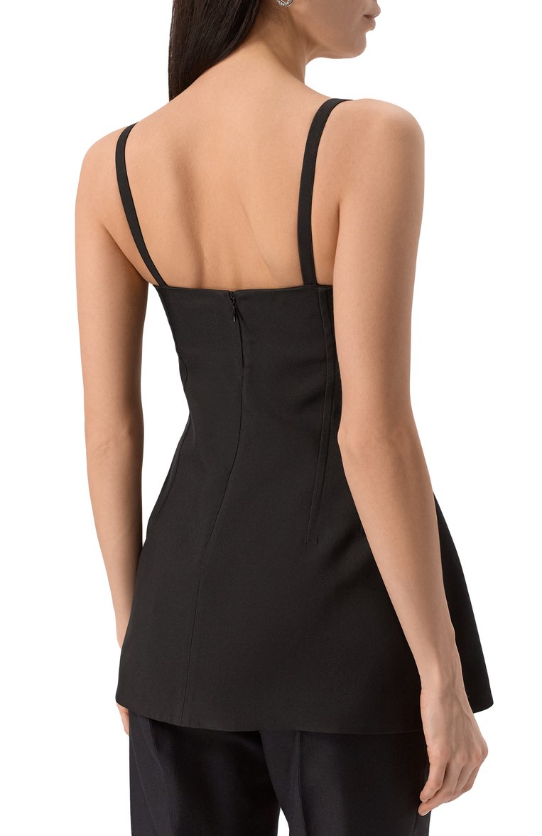 Женский топ JIL SANDER черного цвета, арт. J04NC0107-J70013 | Фото 4 (Материал внешний: Шелк, Синтетический материал; Длина (для топов): Удлиненные; Рукава: На бретелях; Стили: Минимализм; Автоматизация ТО: Проставлено; Автоматизация состава: Проставлено)