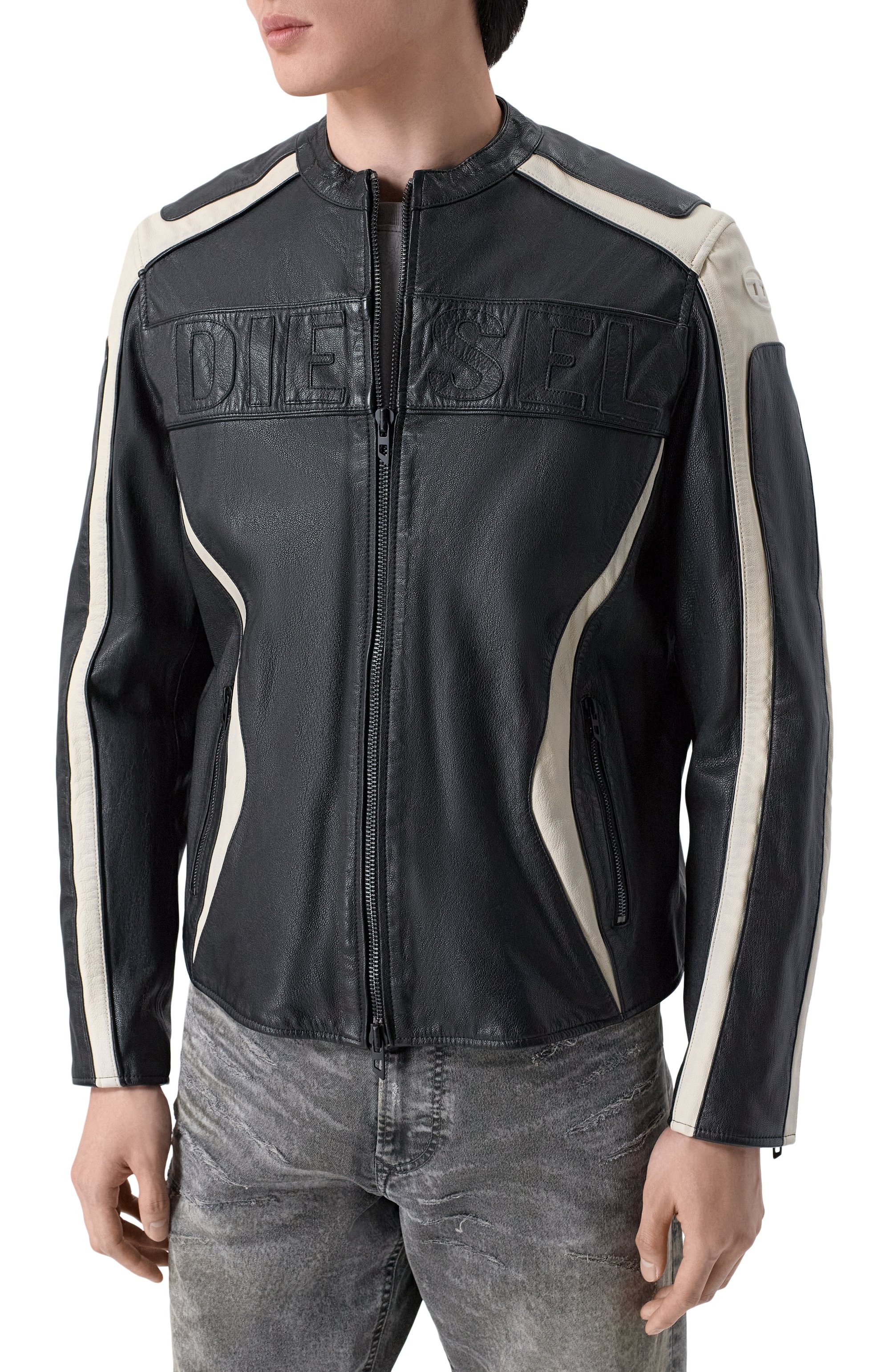 Кожаная куртка DIESEL черного цвета по цене 85800 руб., арт. A21125/0DMBS, фото 3 Кожаная куртка DIESEL, арт. A21125/0DMBS, фото 3