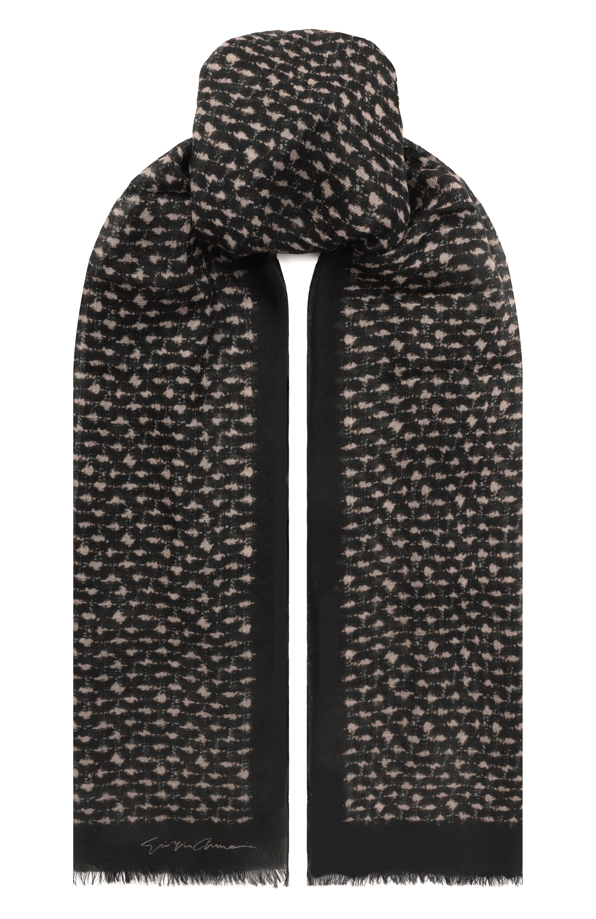 Кашемировый шарф GIORGIO ARMANI темно-коричневого цвета по цене 93650 руб., арт. GW001929/AF19147, фото 1 Кашемировый шарф GIORGIO ARMANI, арт. GW001929/AF19147, фото 1