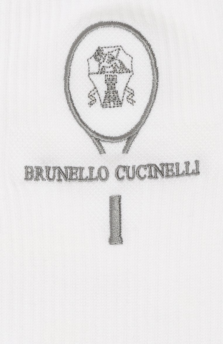 Мужские хлопковые носки BRUNELLO CUCINELLI белого цвета, арт. MCS93585T | Фото 2 (Материал внешний: Хлопок; Нос: Не проставлено; Материал сплава: Проставлено; Кросс-КТ: бел�ьё)