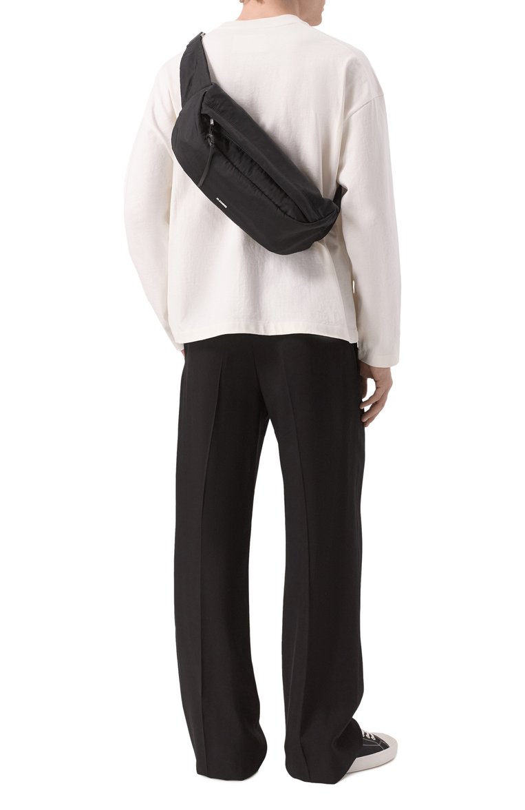 Мужская поясная сумка waist JIL SANDER черного цвета, арт. J26WB0012-P7311 | Фото 7 (Размер: large; Материал: Текстиль; Автоматизация ТО: Проставлено; Автоматизация состава: Проставлено; Случай: Повседневный)