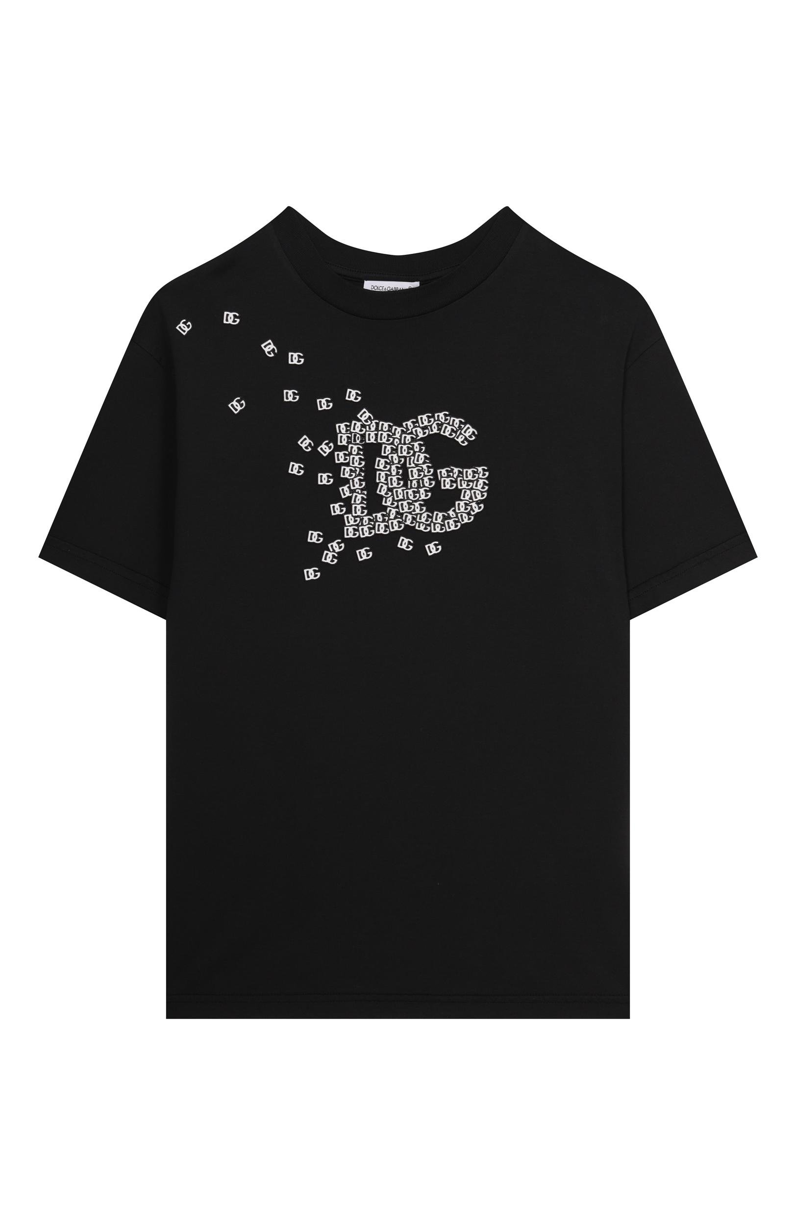 Хлопковая футболка DOLCE & GABBANA черного цвета по цене 27250 руб., арт. L4JTHV/G7Q0T, фото 1 Хлопковая футболка DOLCE & GABBANA, арт. L4JTHV/G7Q0T, фото 1