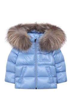 Детского пуховая куртка MONCLER голубого цвета, арт. G2-951-1A526-02-68950 | Фото 1 (Материал внешний: Синтетический материал; Кросс-КТ НВ: Куртки; Материал подклада: Синтетический материал; Материал утеплителя: Пух и перо; Ростовка одежда: 12 мес | 80 см, 18 мес | 86 см, 24 мес | 92 см, 36 мес | 98 см)